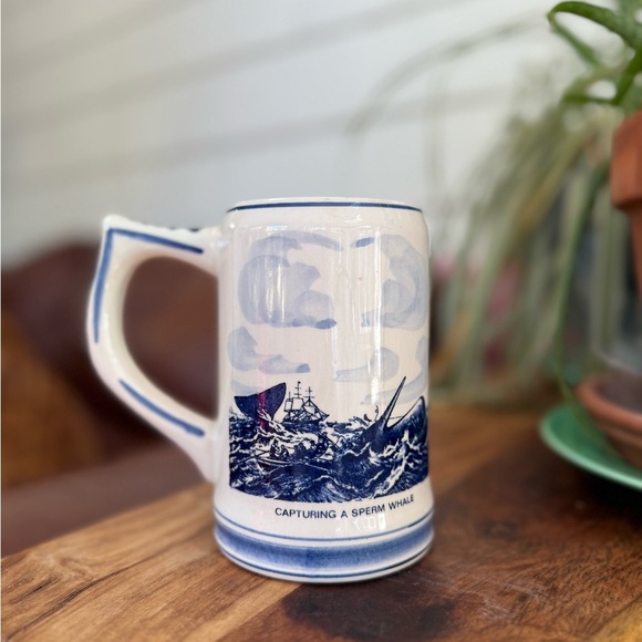 Vintage Blue Delfts Hand painted Made in Holland Nautical Ship Design Mug - Picture 3 of 11